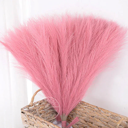Faux Pampas Grass Decor 15 or 30Pcs | Boho Decor Dark Pink / 15pcs Artificial Plants