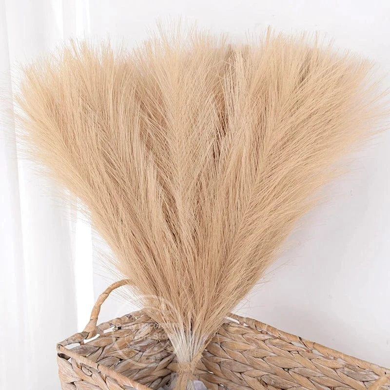 Faux Pampas Grass Decor 15 or 30Pcs | Boho Decor Light Coffee / 15pcs Artificial Plants