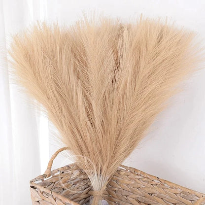 Faux Pampas Grass Decor 15 or 30Pcs | Boho Decor Light Coffee / 15pcs Artificial Plants
