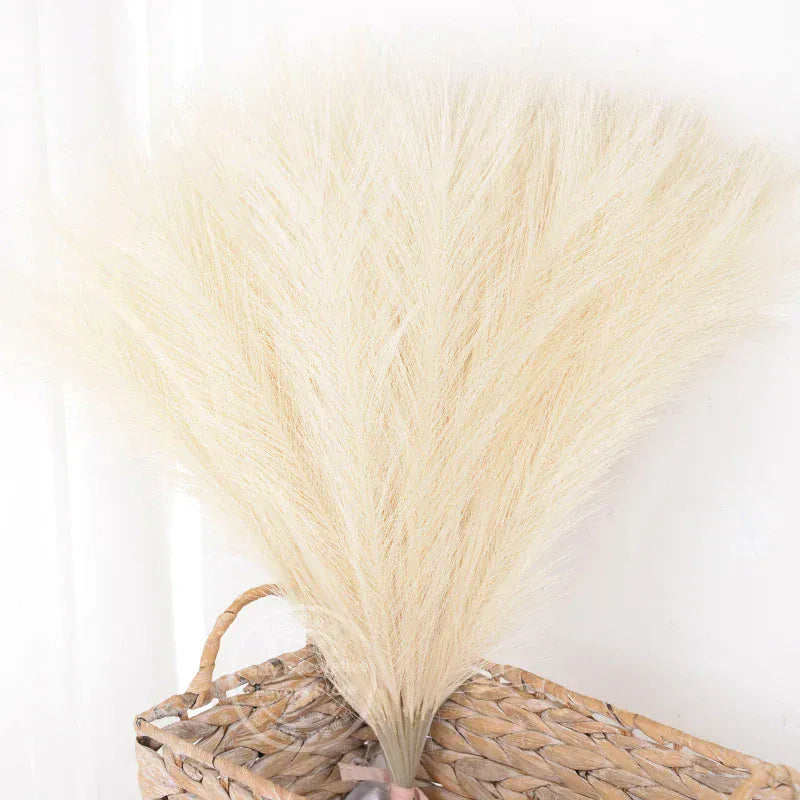Faux Pampas Grass Decor 15 or 30Pcs | Boho Decor Milk White / 15pcs Artificial Plants