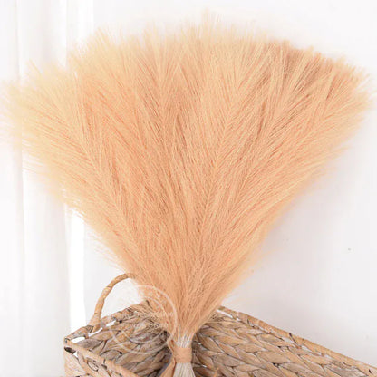 Faux Pampas Grass Decor 15 or 30Pcs | Boho Decor Orange Yellow / 15pcs Artificial Plants