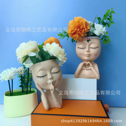 Home storage, courtyard, garden, half-length succulent green plant flowerpots, resin craft decorative ornaments