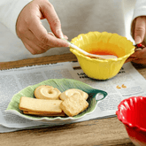 Floral Ceramic Coffee Mug Set with Leaf Saucer & Spoon - 180ml Coffee Mug