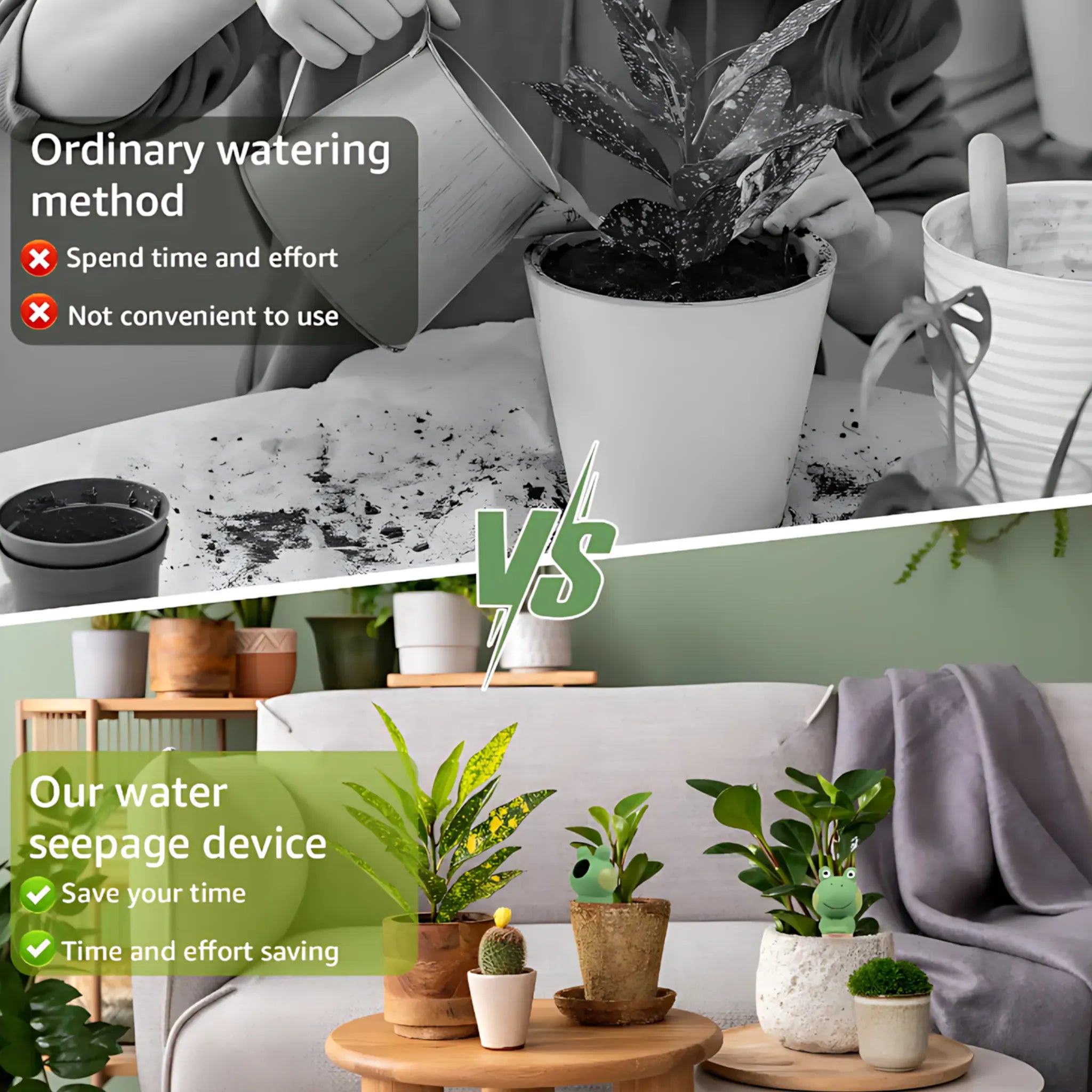 Frog-Shaped Plant Watering Spikes - Automatic Ceramic Irrigation Self Watering Globes