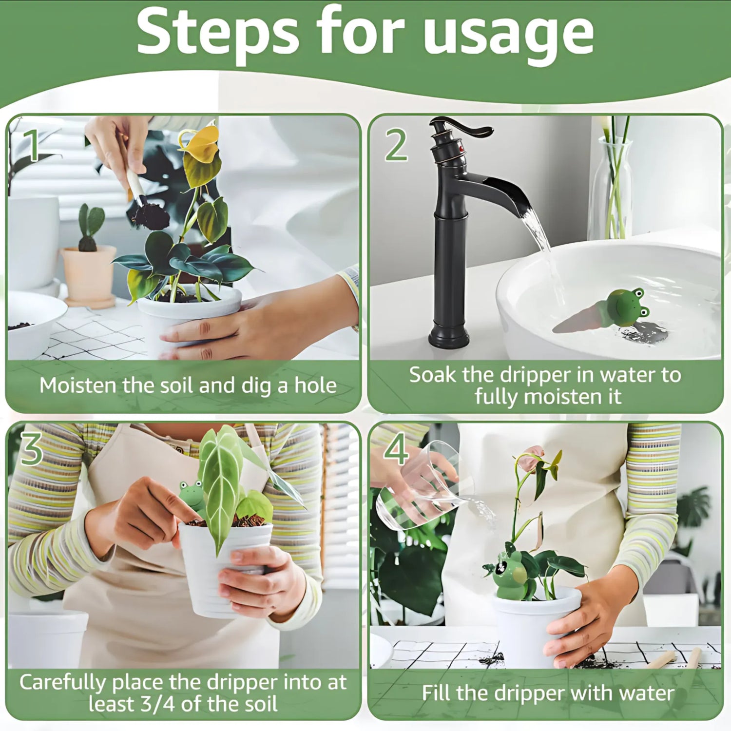 Frog-Shaped Plant Watering Spikes - Automatic Ceramic Irrigation Self Watering Globes