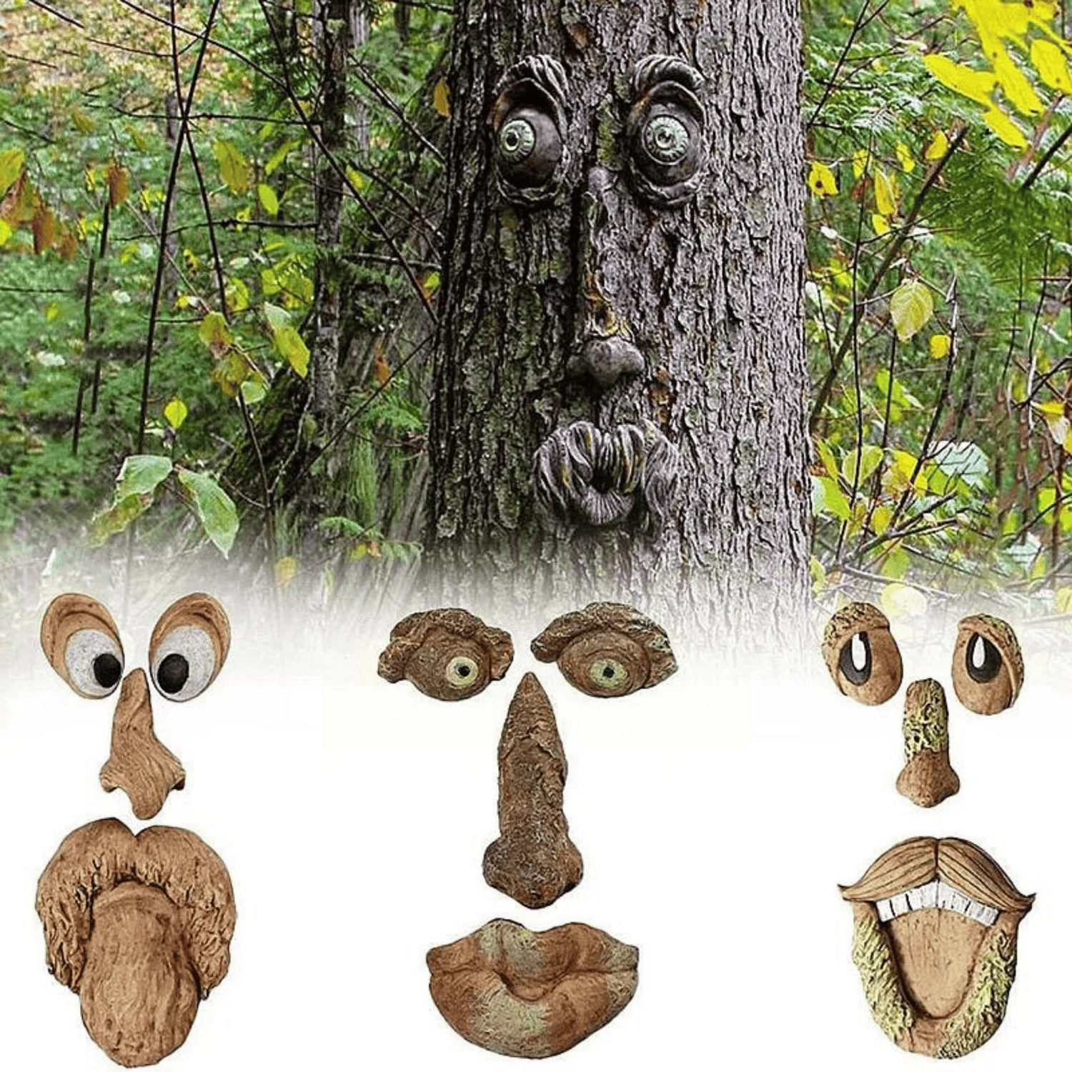 Funny Old Man Tree Face Hugger, Funny Tree Sculpture, Whimsical Garden Art Outdoor Art