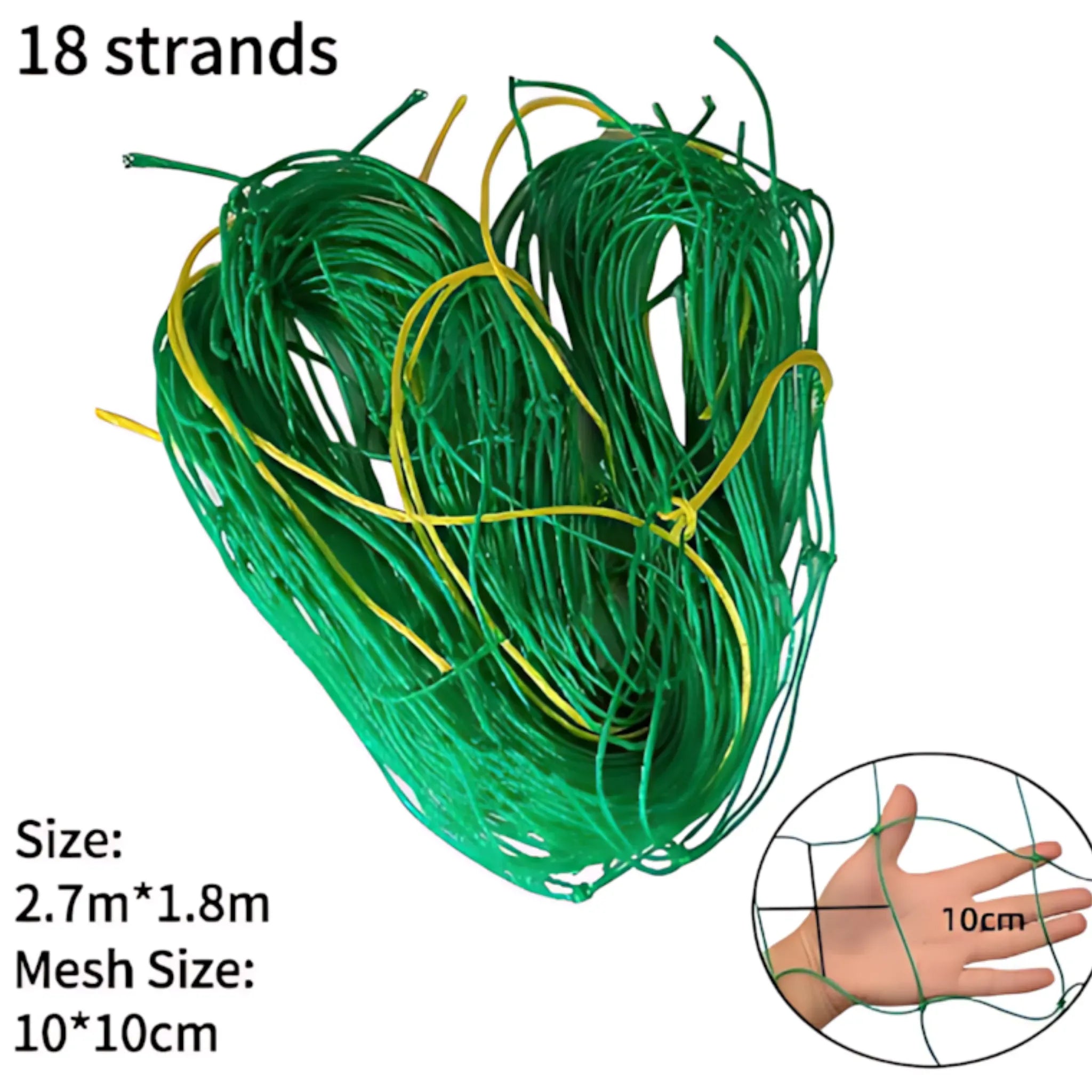 Garden Trellis Netting - Strong Nylon Support for Climbing Plants 18strand 2.7X1.8M Plant Support