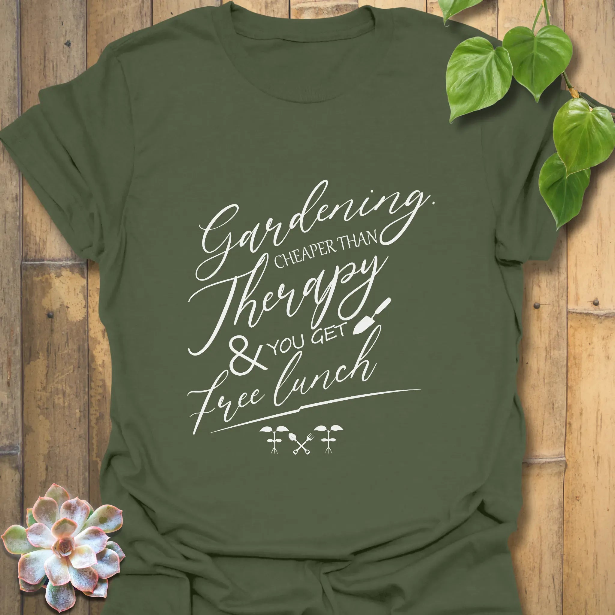 Gardening Cheaper Than Therapy T-shirt Military Green / S T-Shirt