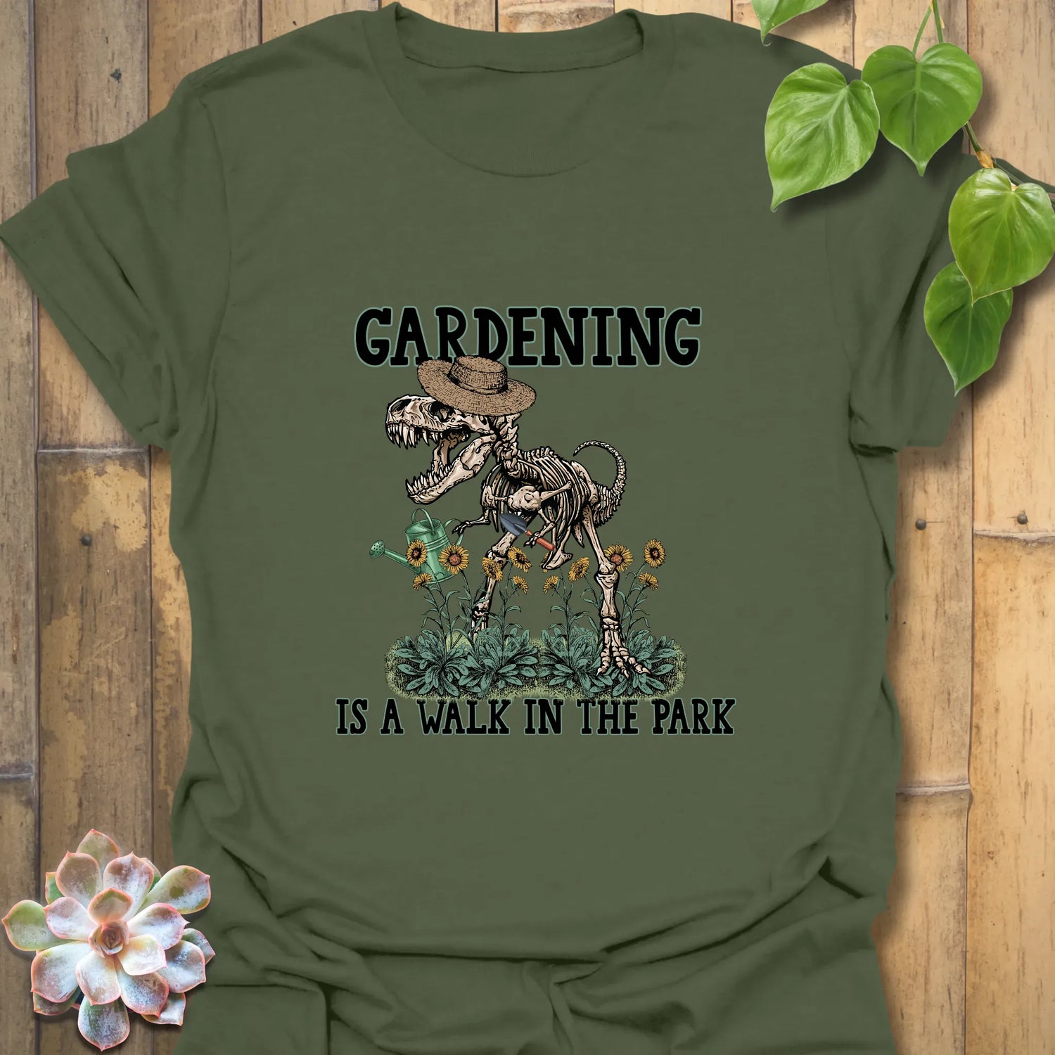 Gardening Is A Walk In The Park T-shirt Military Green / S T-Shirt