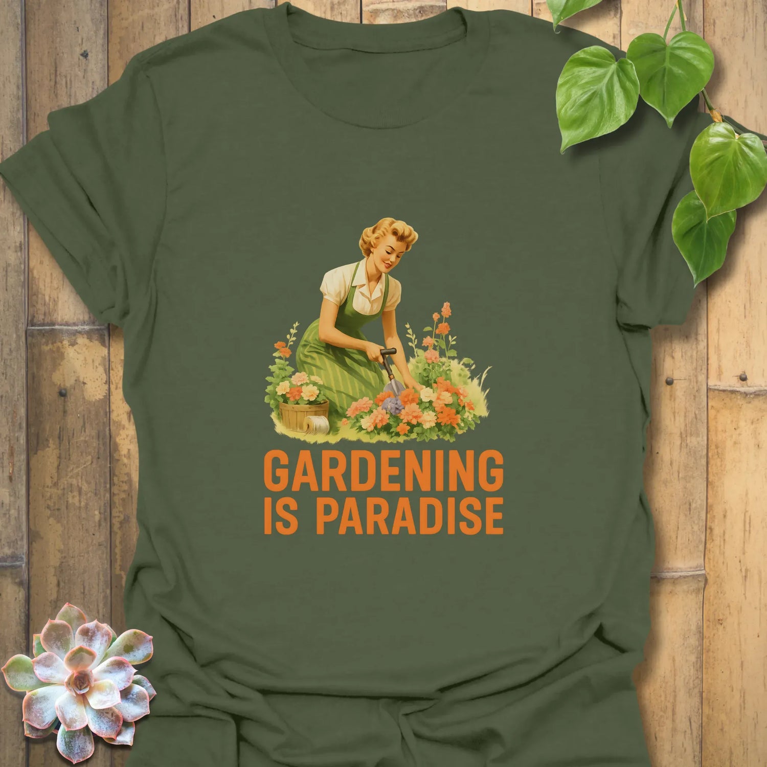 Gardening is Paradise T-shirt Military Green / S T-Shirt