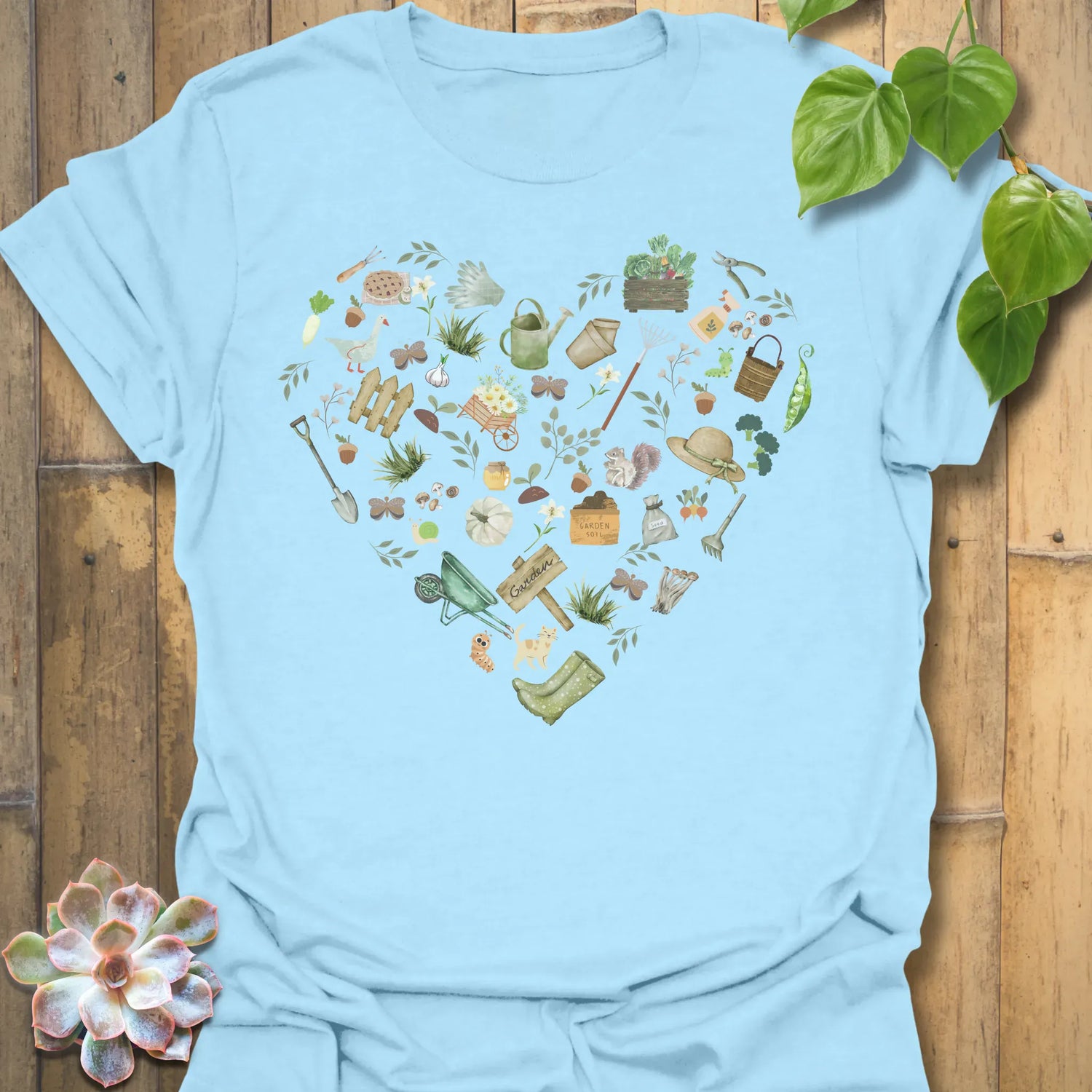 Gardening Loveheart T-Shirt Light Blue / S T-Shirt