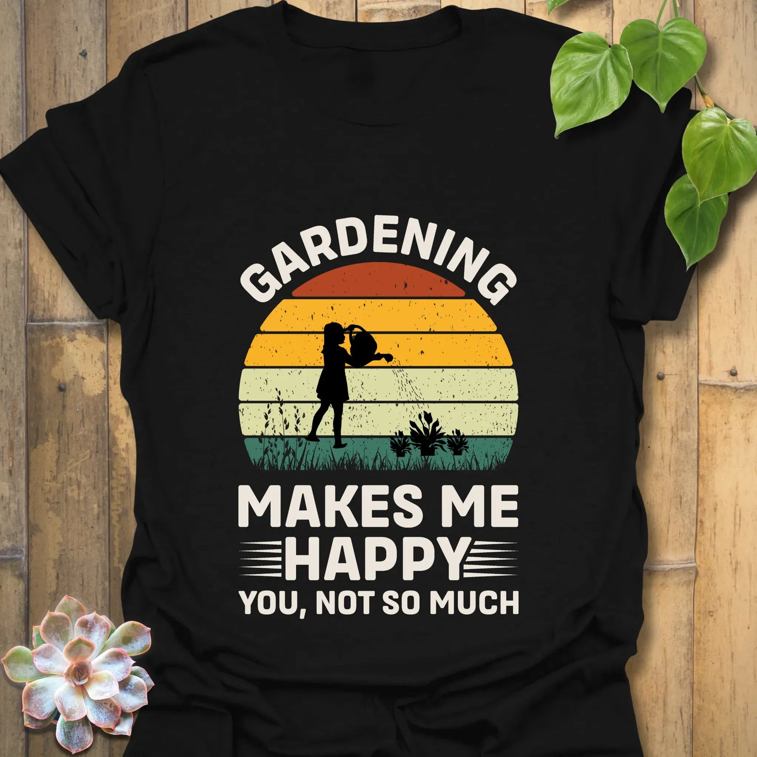 Gardening Makes Me Happy T-shirt Black / S T-Shirt