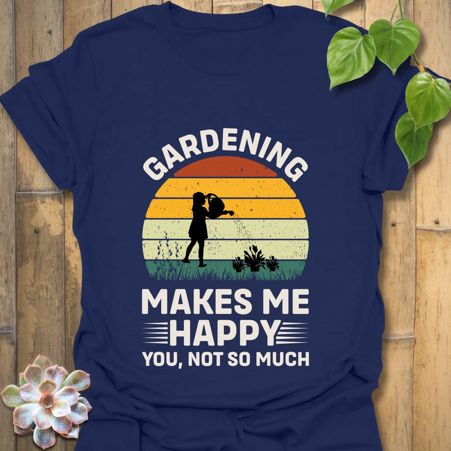 Gardening Makes Me Happy T-shirt Navy / S T-Shirt