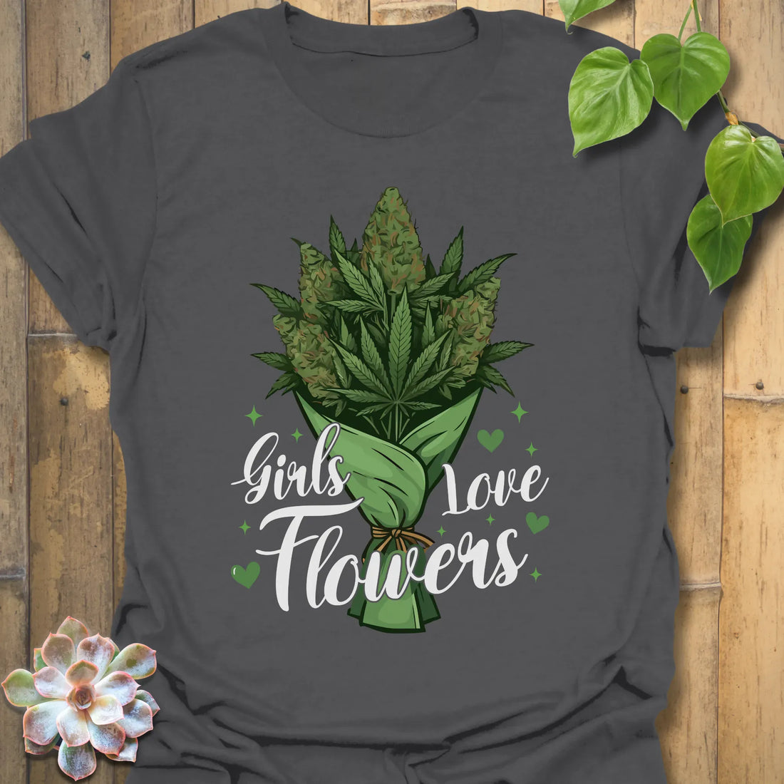 Girls Love Flowers T-shirt Charcoal / S T-Shirt