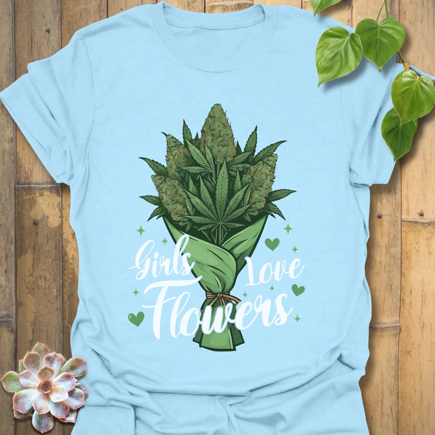 Girls Love Flowers T-shirt Light Blue / S T-Shirt