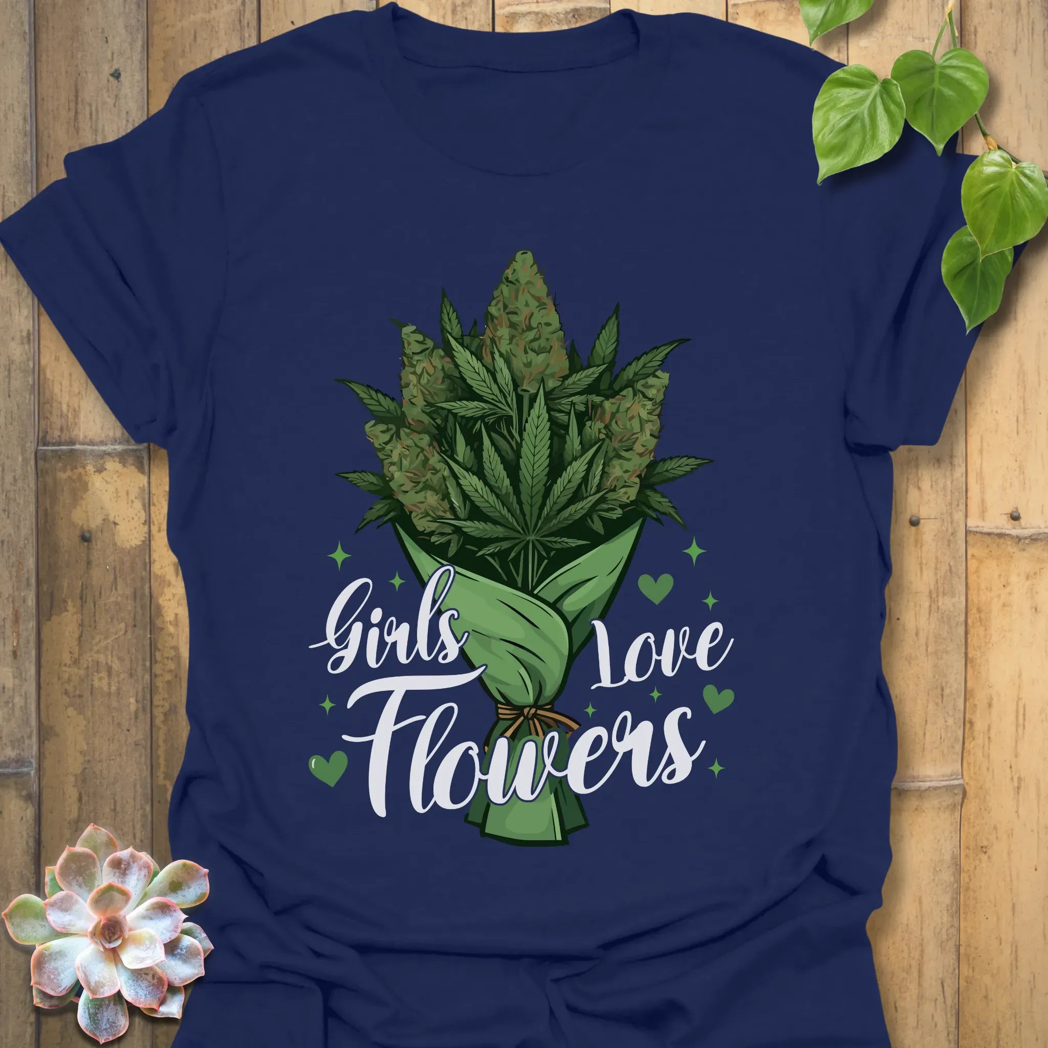 Girls Love Flowers T-shirt Navy / S T-Shirt