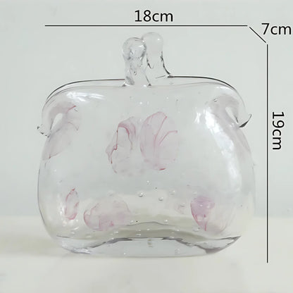 Glass Flower Tote Bag Vase C-L Flower Vase