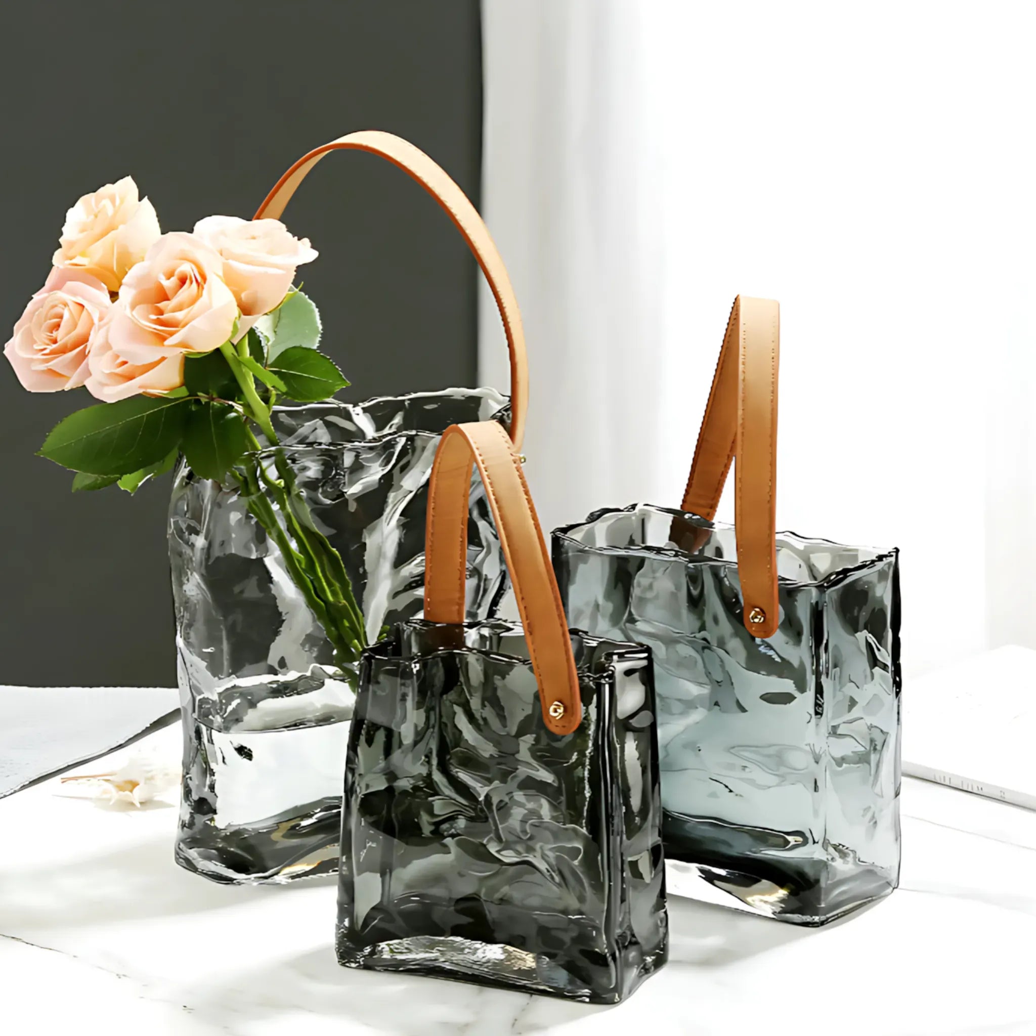 Glass Flower Tote Bag Vase Flower Vase