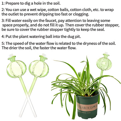 Glass Plant Watering Bulbs - Automatic Drip Irrigation System Self Watering Globes