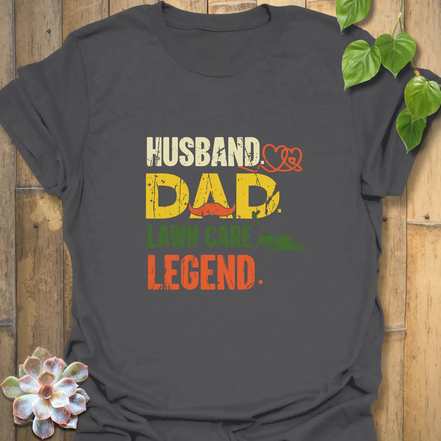 Husband, Dad, Lawn Care Legend – T-shirt Charcoal / S T-Shirt