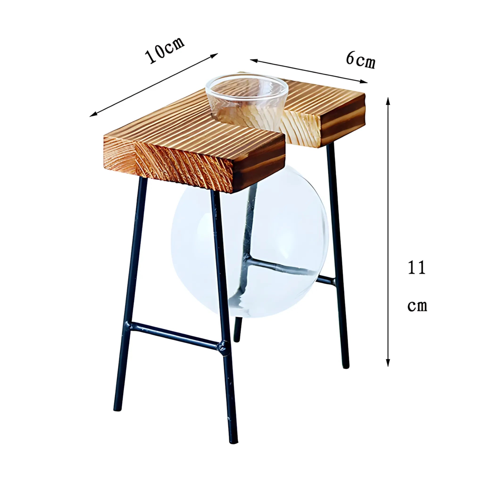 Hydroponic Glass Vase with Wooden Frame Single bottle Glass Vase