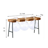 Hydroponic Glass Vase with Wooden Frame Three bottles Glass Vase