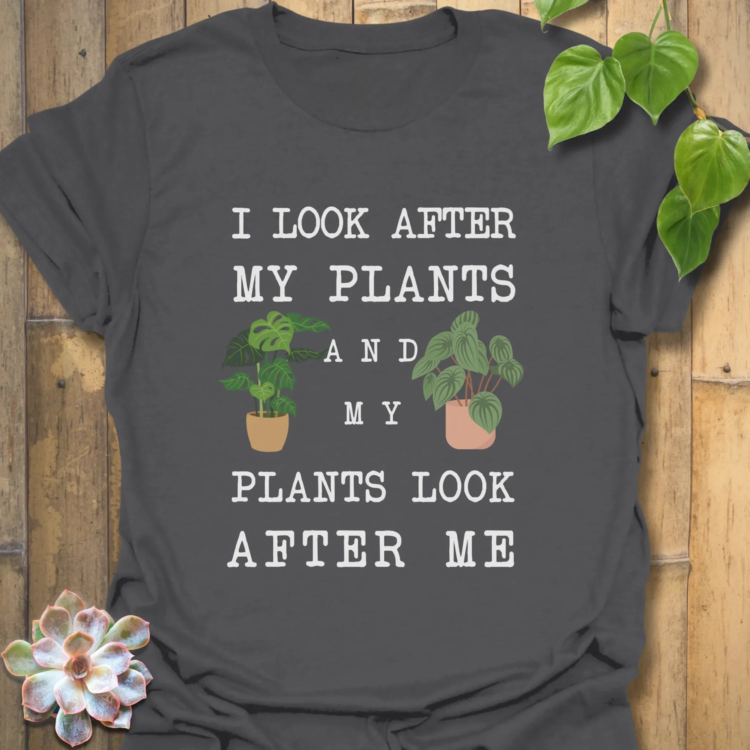 I Look After My Plants And My Plants Look After Me T-shirt Charcoal / S T-Shirt