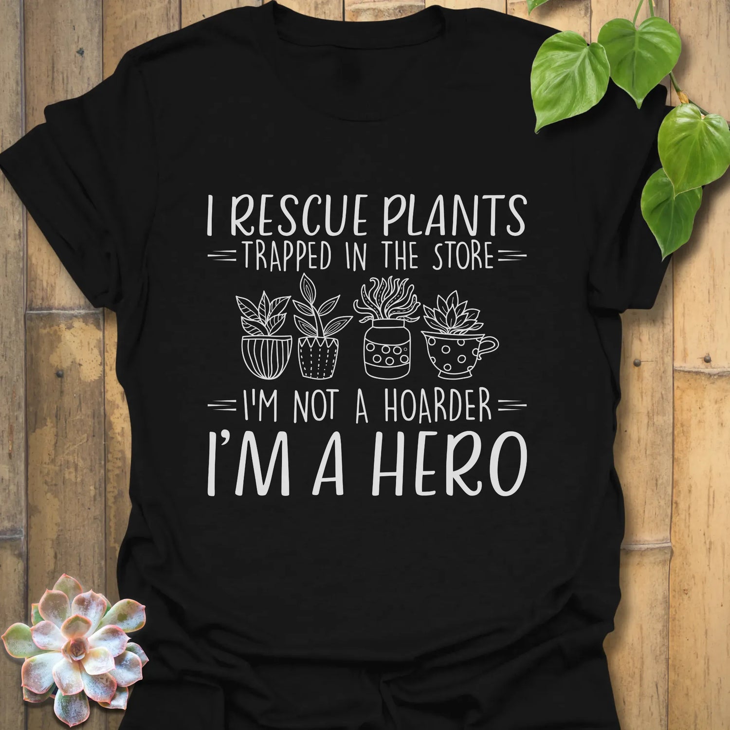 I Rescue Plants T-shirt Black / S T-Shirt