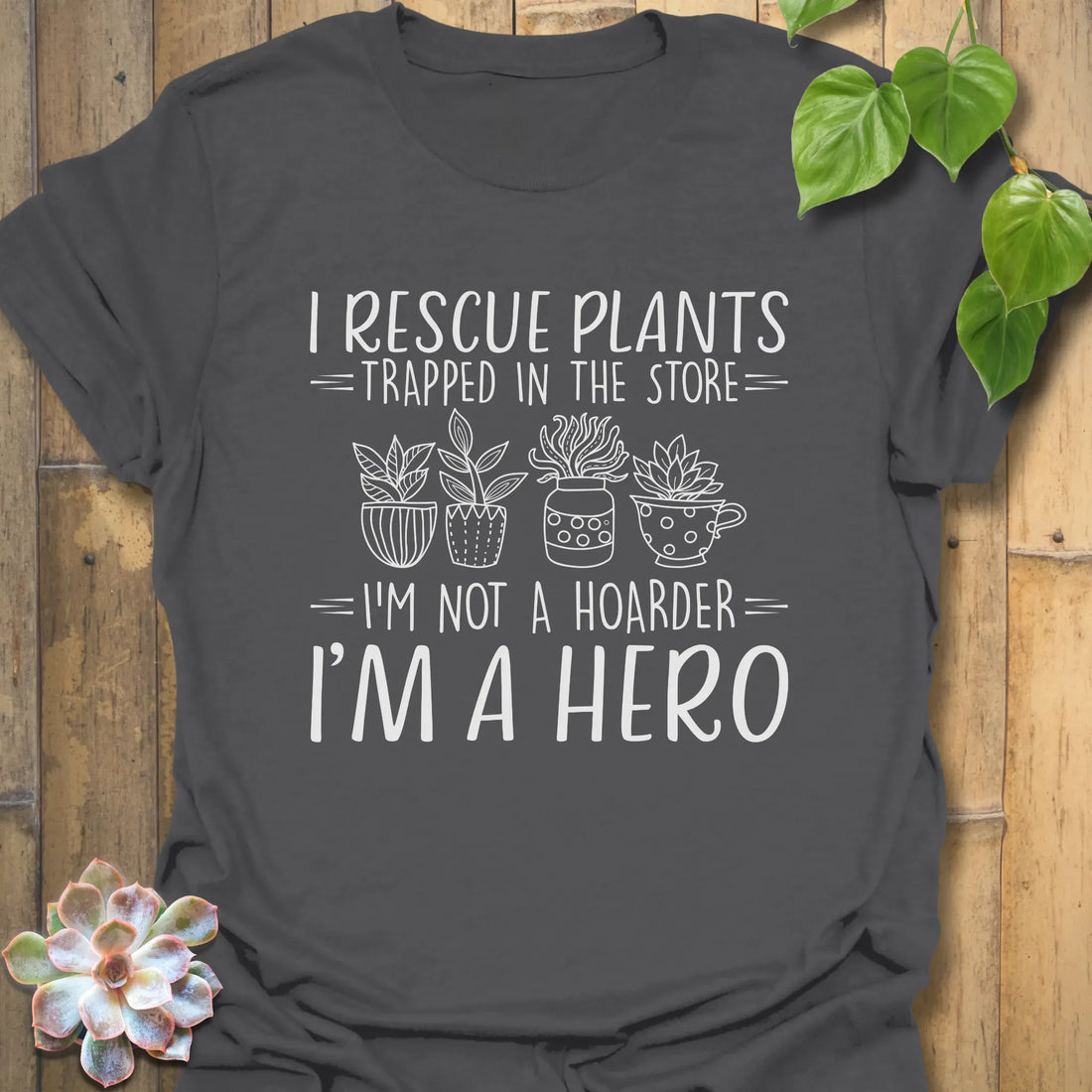 I Rescue Plants T-shirt Charcoal / S T-Shirt