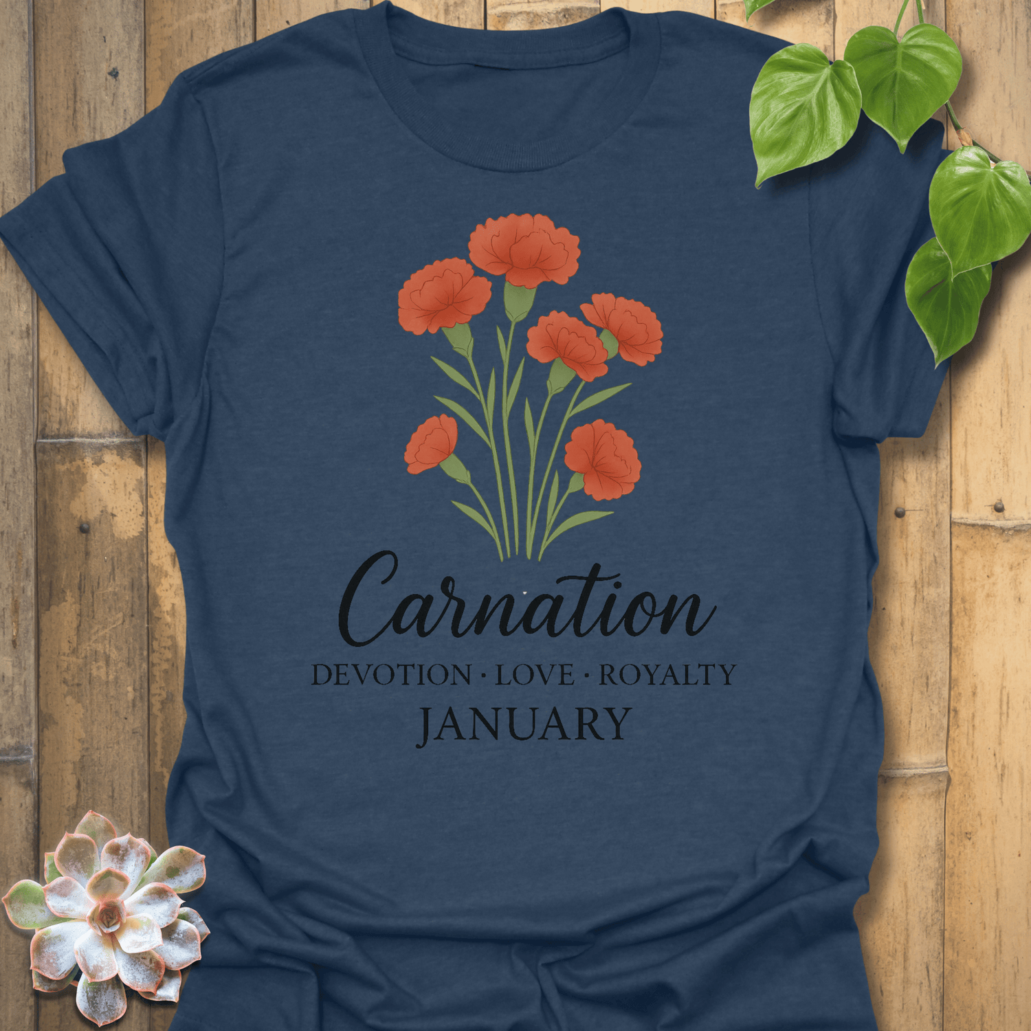 January Carnation T-Shirt Heather Navy / S T-Shirt