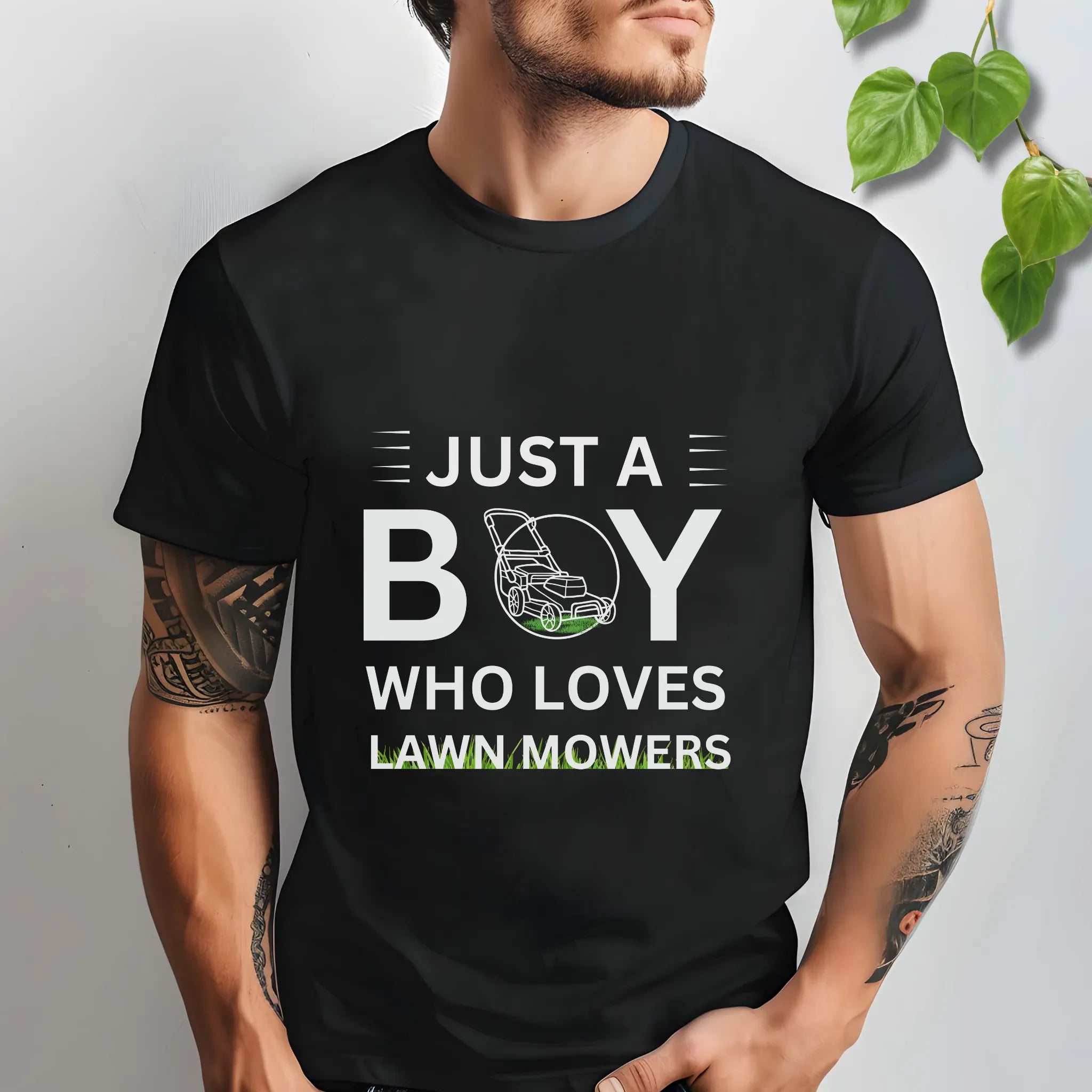 Just a Boy Who Loves Lawnmowers – T-shirt Black / S T-Shirt