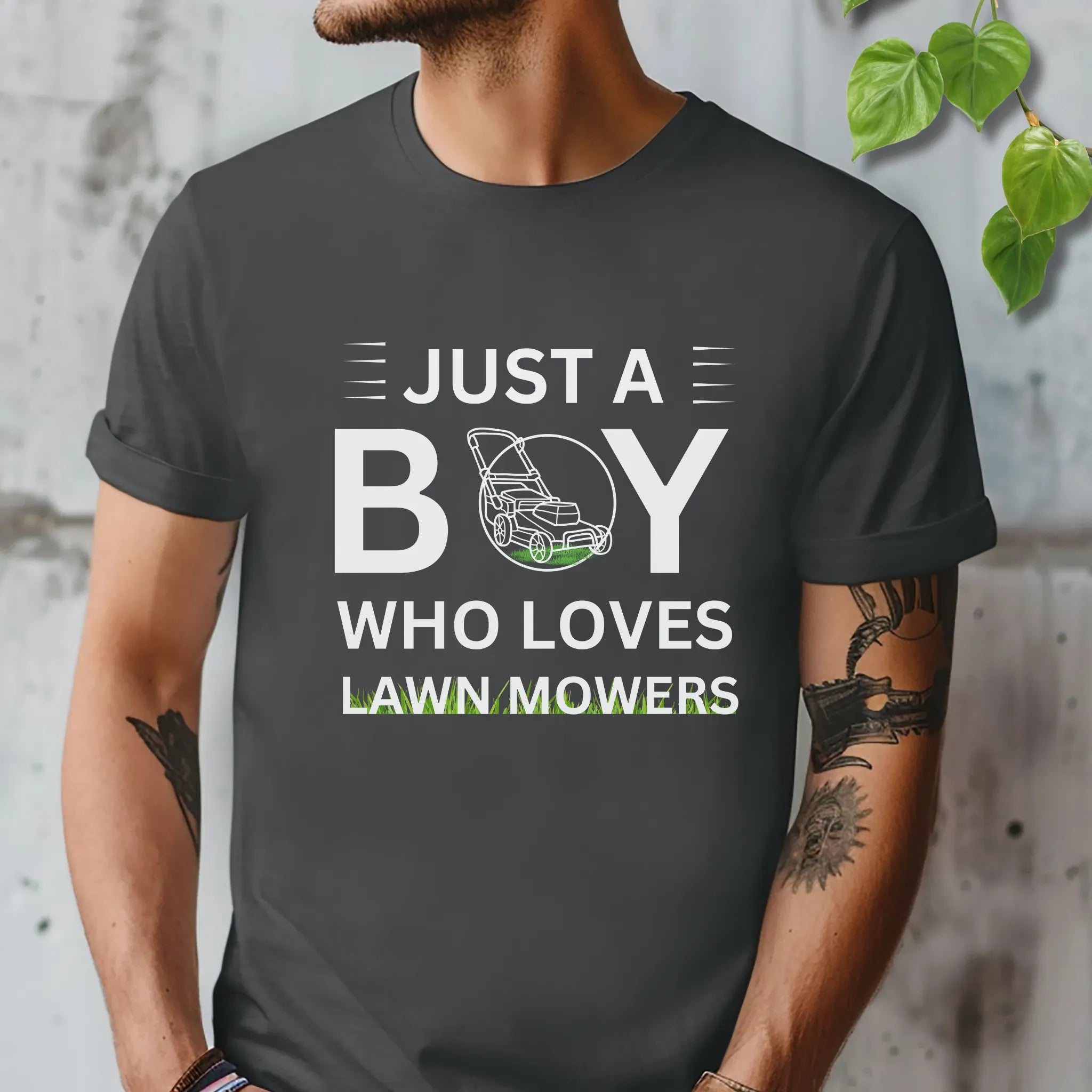 Just a Boy Who Loves Lawnmowers – T-shirt Charcoal / S T-Shirt