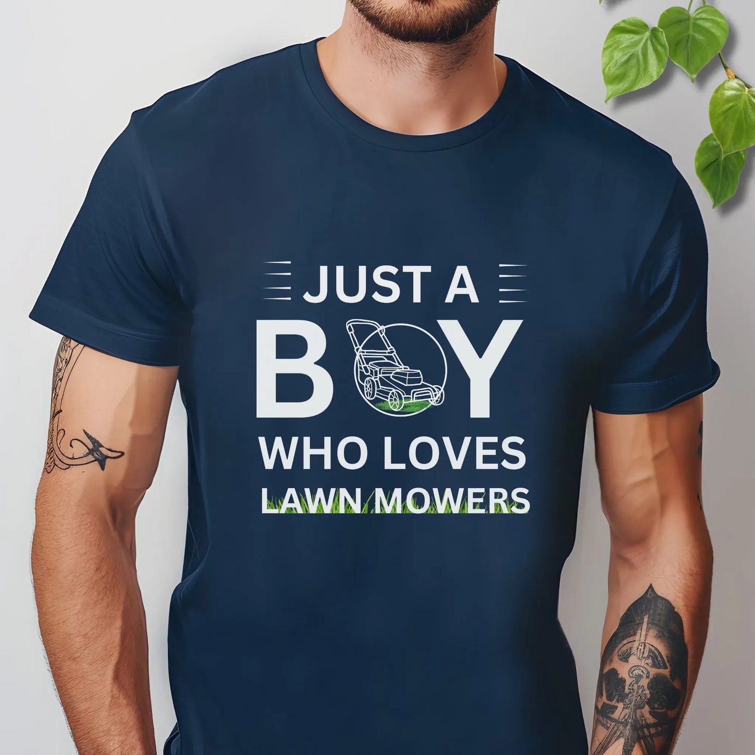 Just a Boy Who Loves Lawnmowers – T-shirt Navy / S T-Shirt