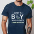 Just a Boy Who Loves Lawnmowers – T-shirt Navy / S T-Shirt