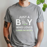 Just a Boy Who Loves Lawnmowers – T-shirt Sport Grey / S T-Shirt