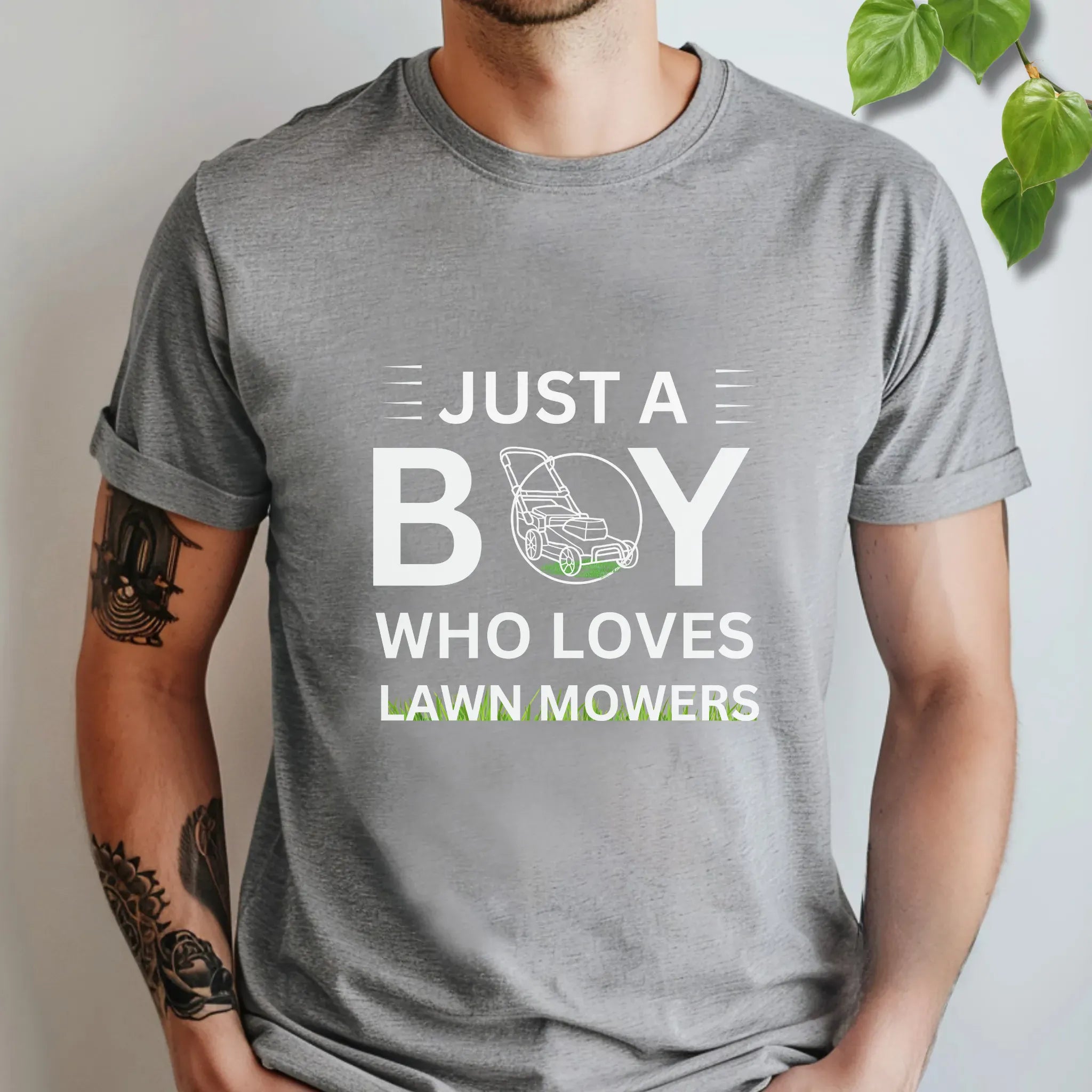 Just a Boy Who Loves Lawnmowers – T-shirt Sport Grey / S T-Shirt
