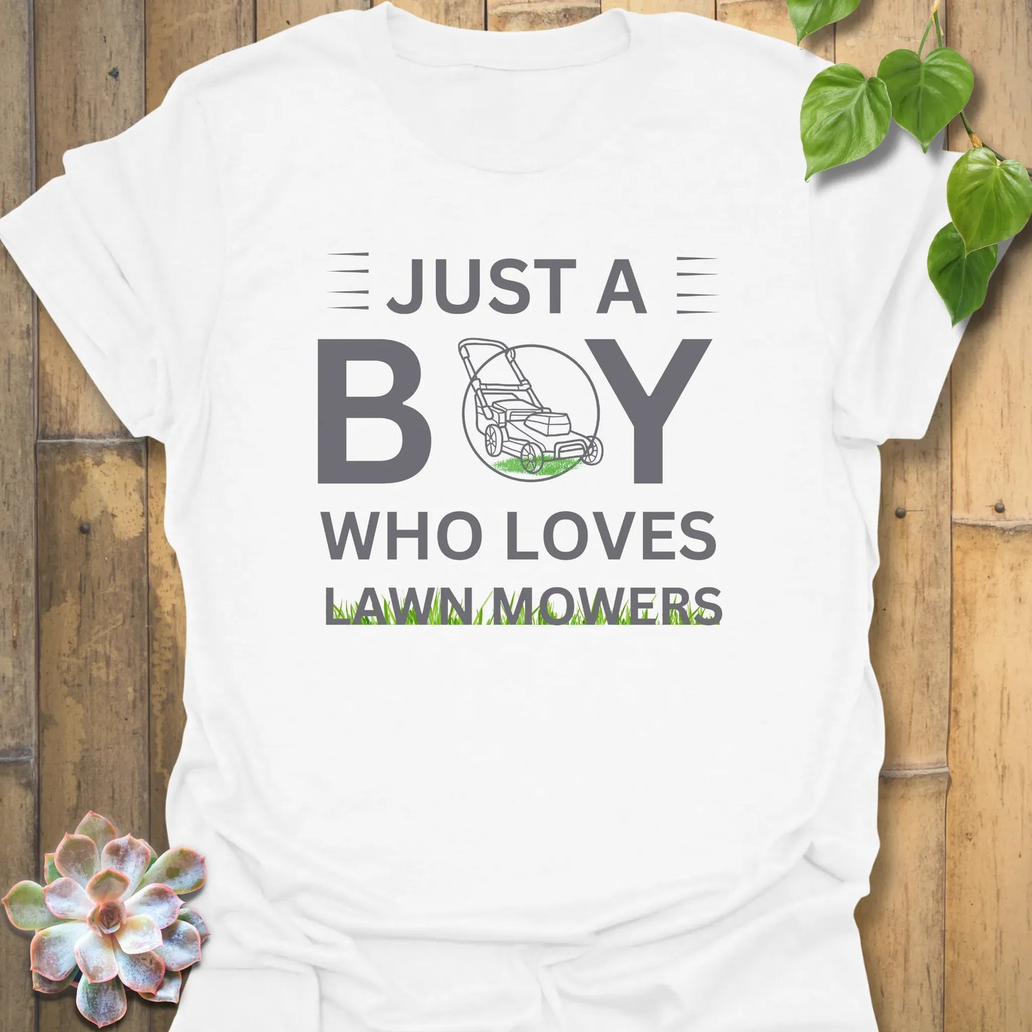 Just a Boy Who Loves Lawnmowers – T-shirt White / S T-Shirt