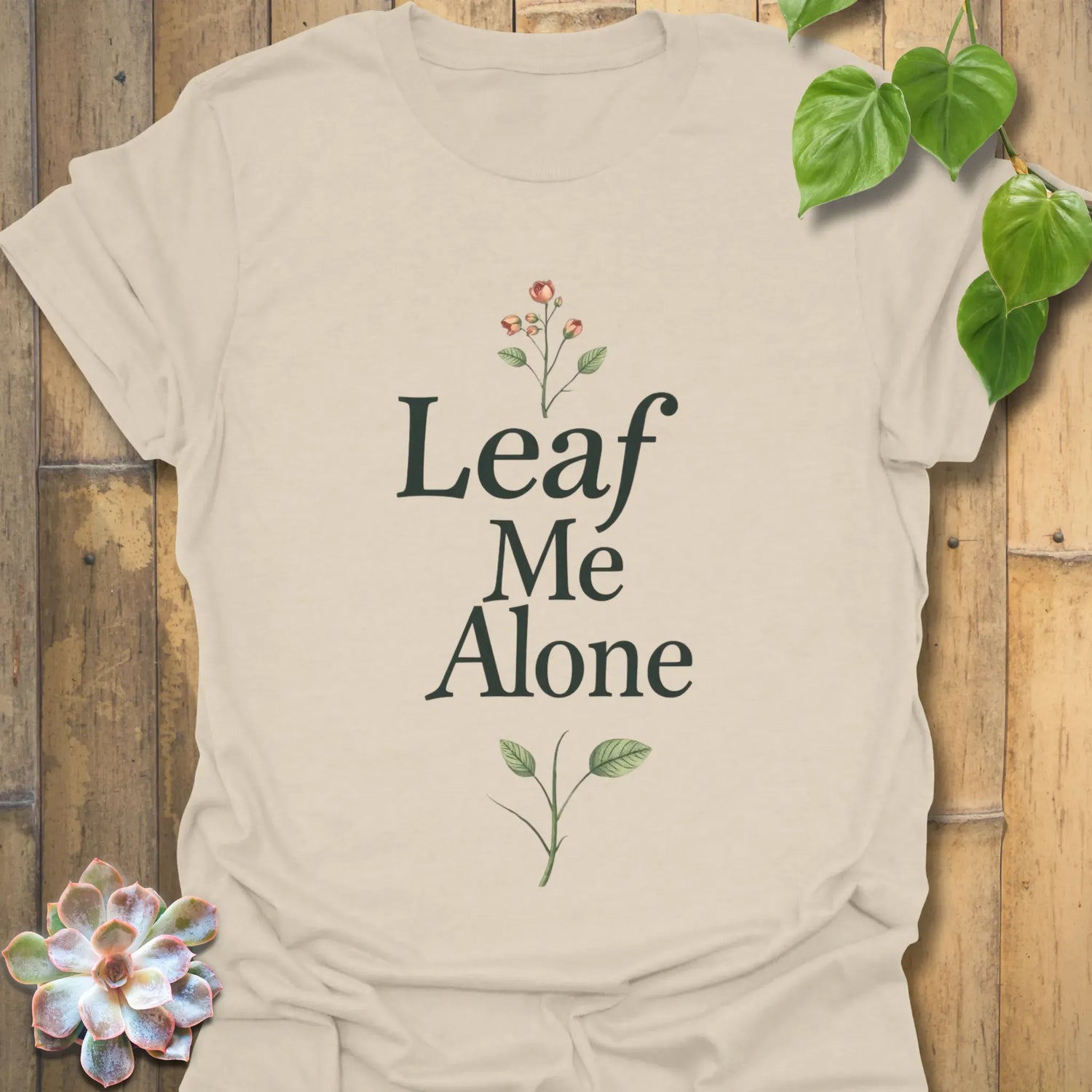 Leaf Me Alone T-shirt Natural / S T-Shirt