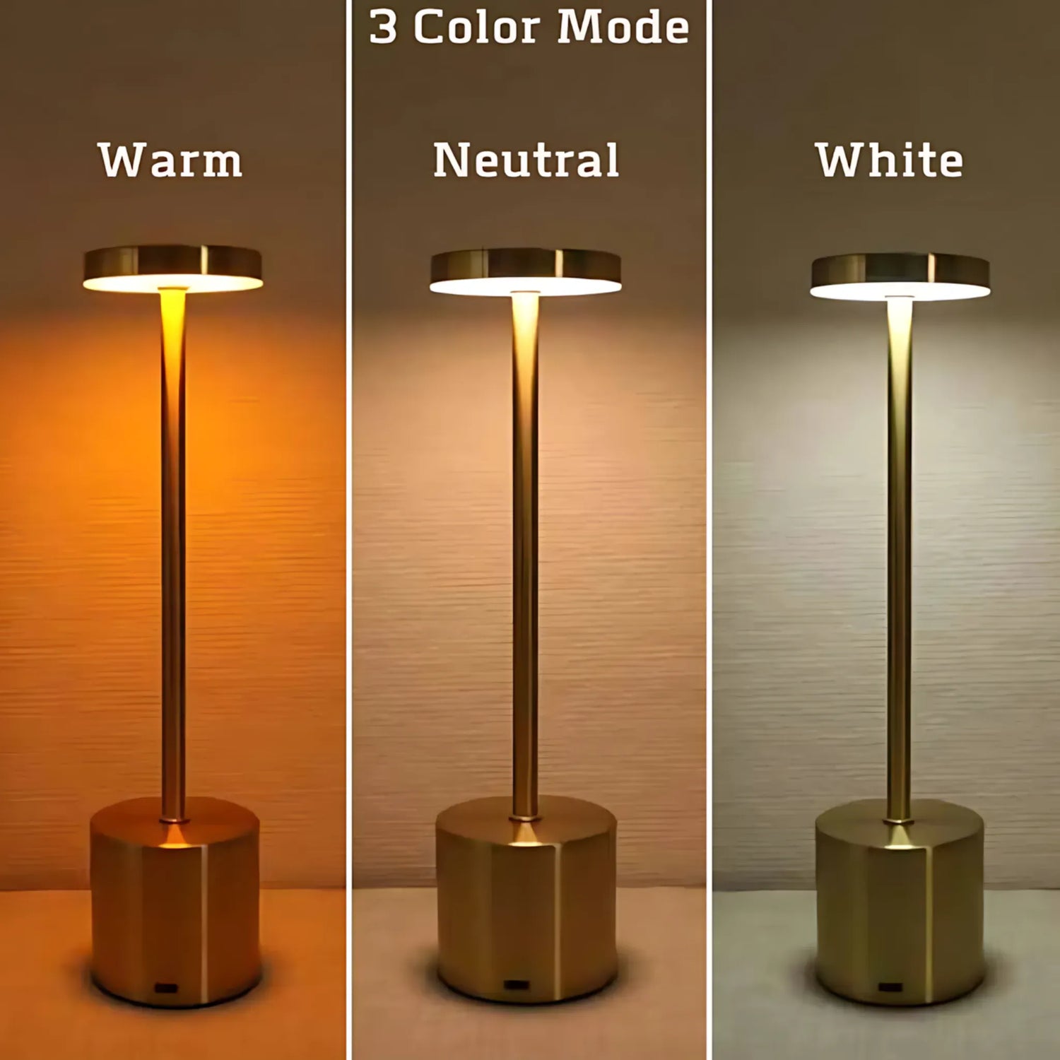 LED Touch Table Lamp – Rechargeable Metal Bedside Light Table Lamp