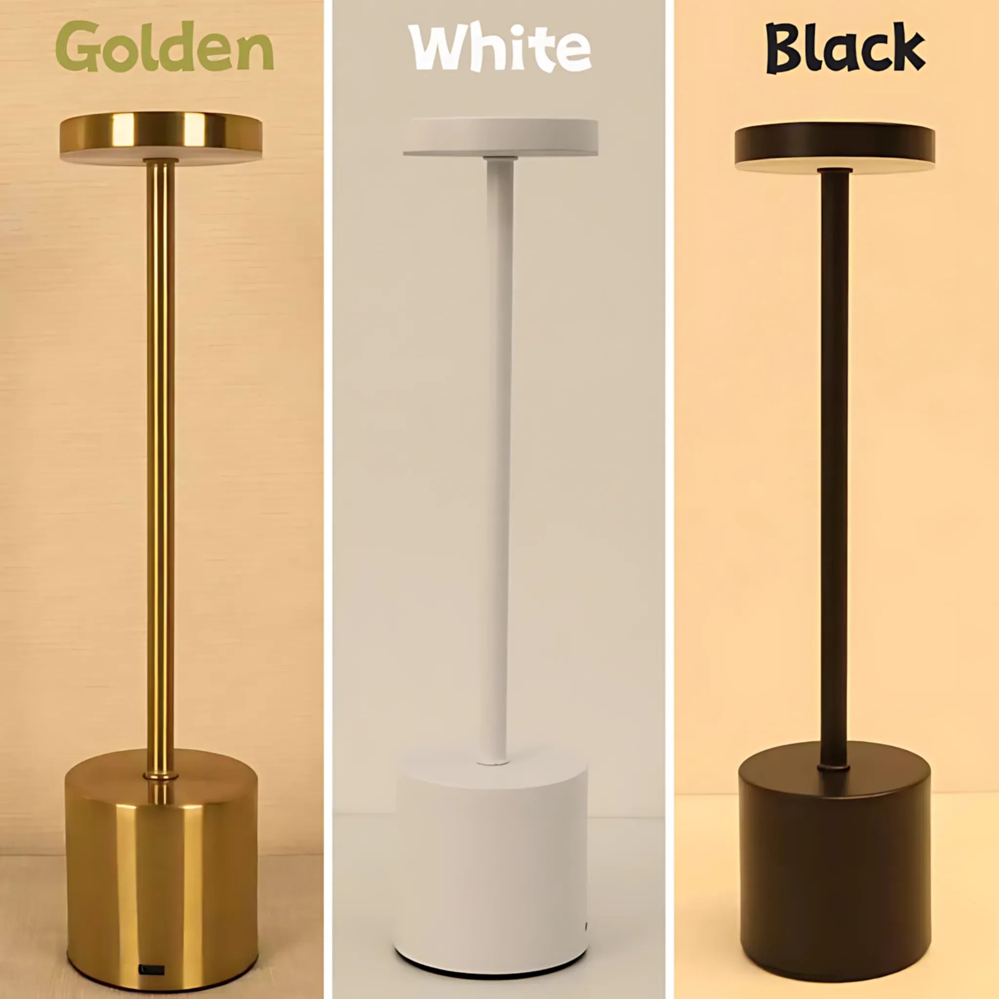 LED Touch Table Lamp – Rechargeable Metal Bedside Light Table Lamp