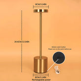 LED Touch Table Lamp – Rechargeable Metal Bedside Light Table Lamp