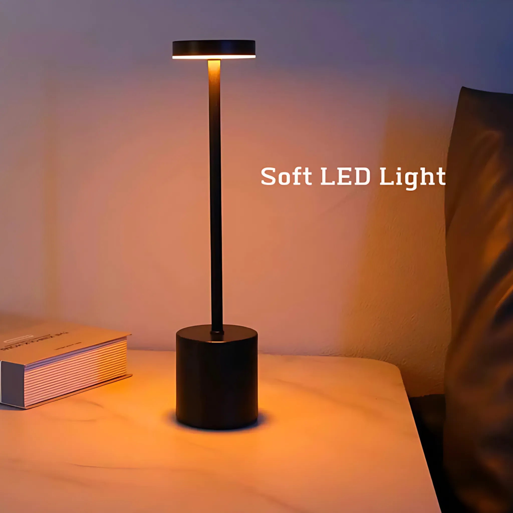 LED Touch Table Lamp – Rechargeable Metal Bedside Light Table Lamp