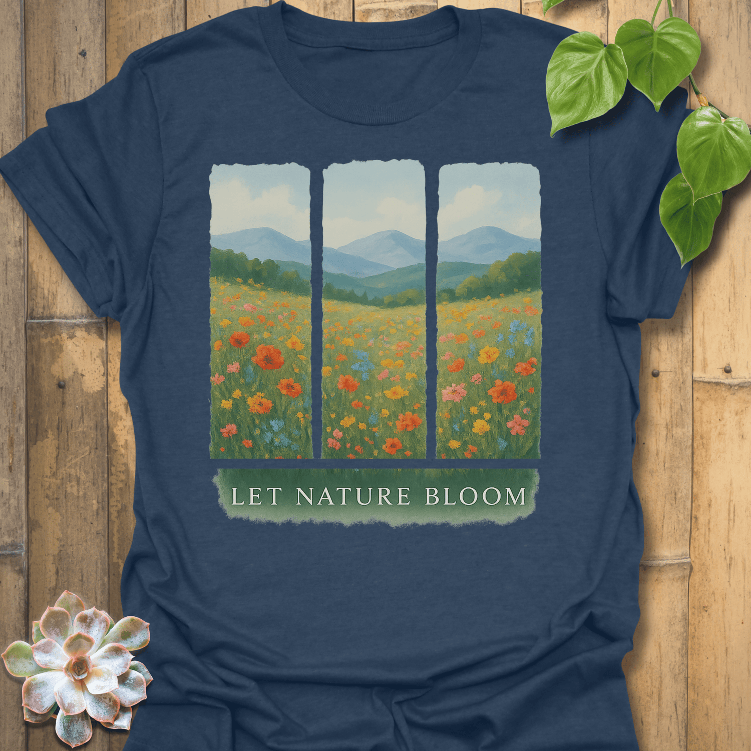 Let Nature Bloom T-shirt Heather Navy / S T-Shirt