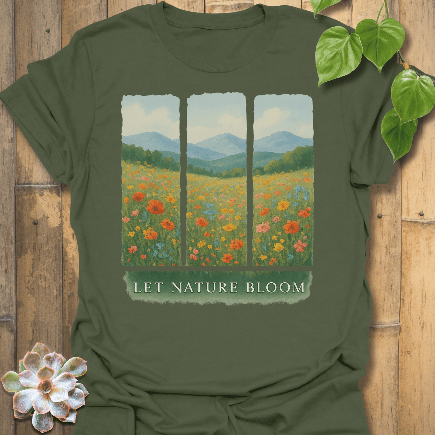 Let Nature Bloom T-shirt Military Green / S T-Shirt