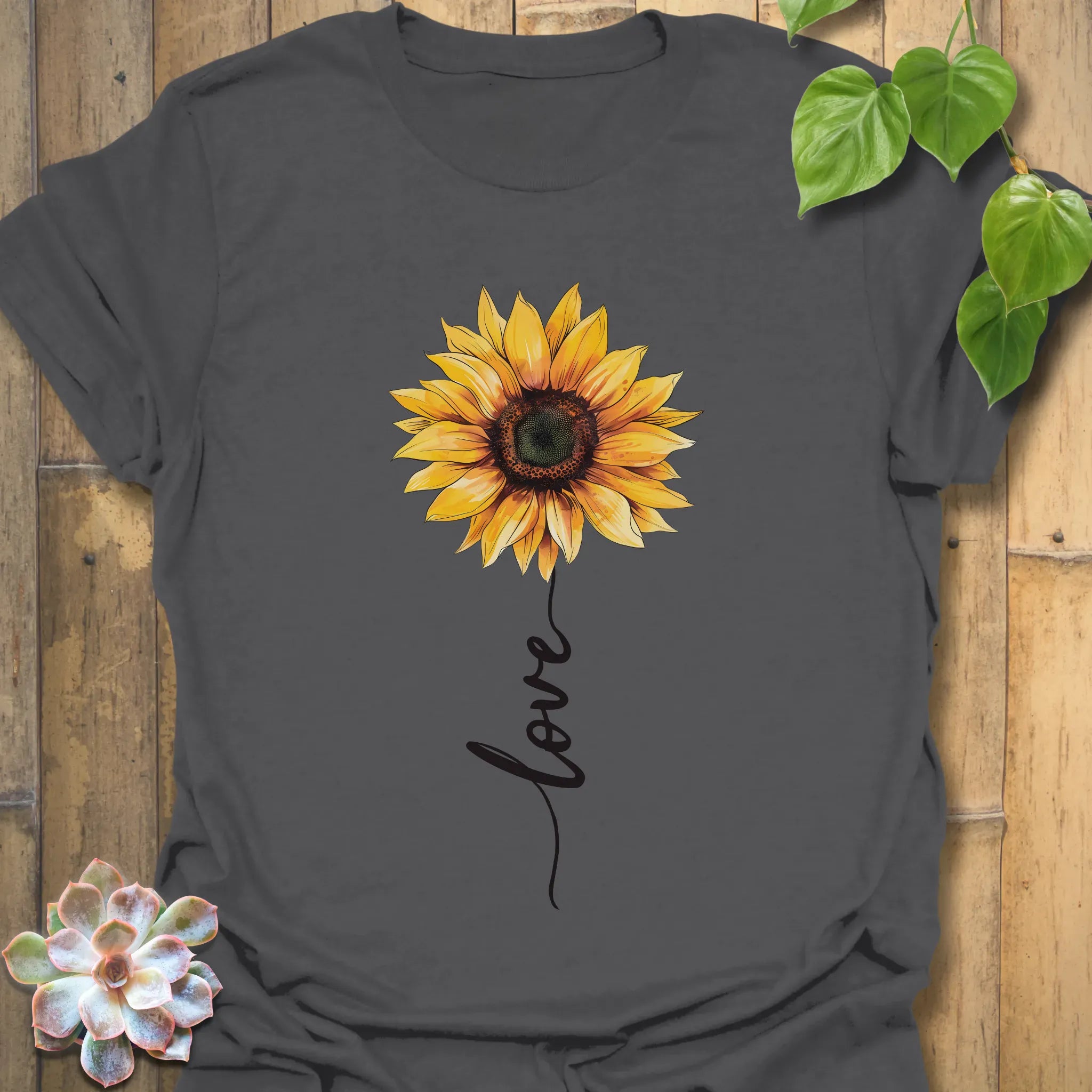Love Sunflower T-shirt Charcoal / S T-Shirt