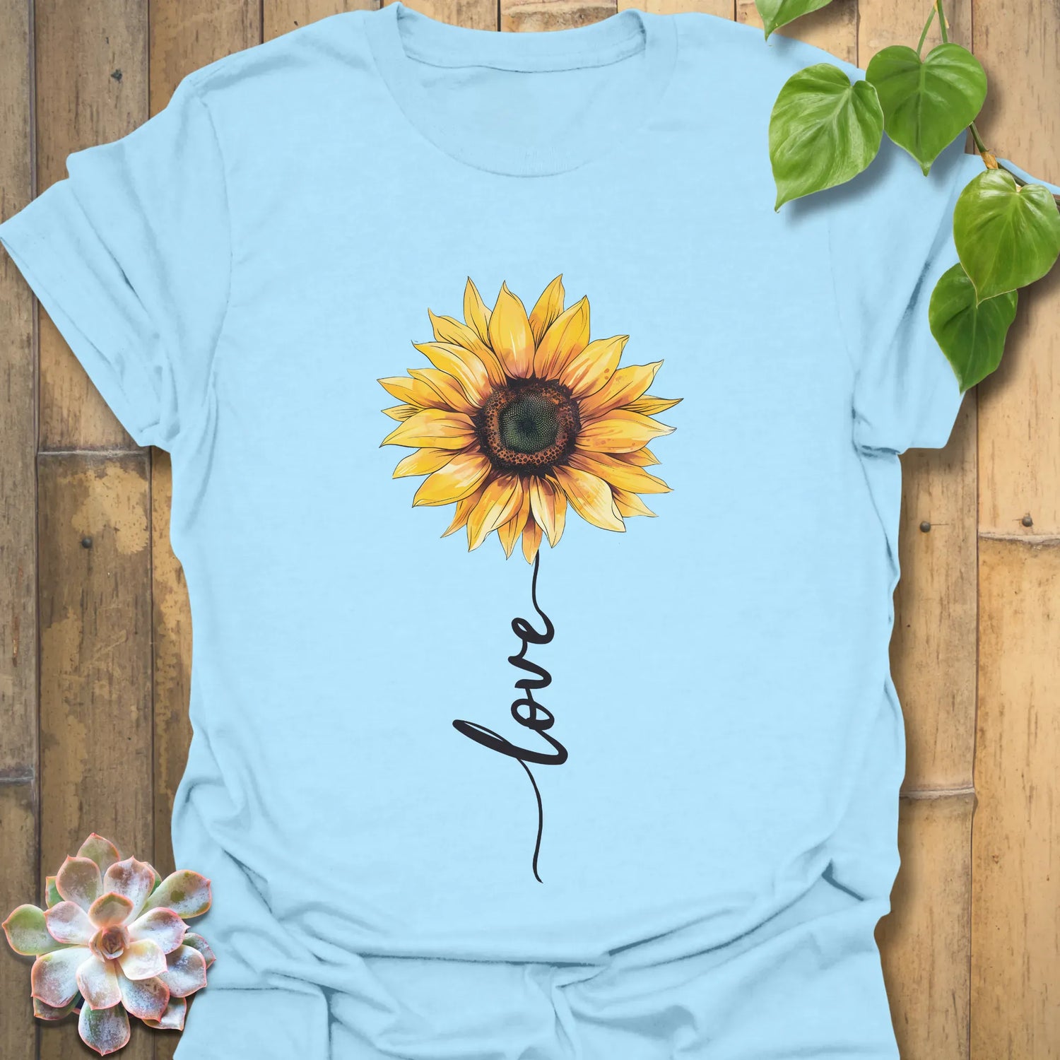 Love Sunflower T-shirt Light Blue / S T-Shirt