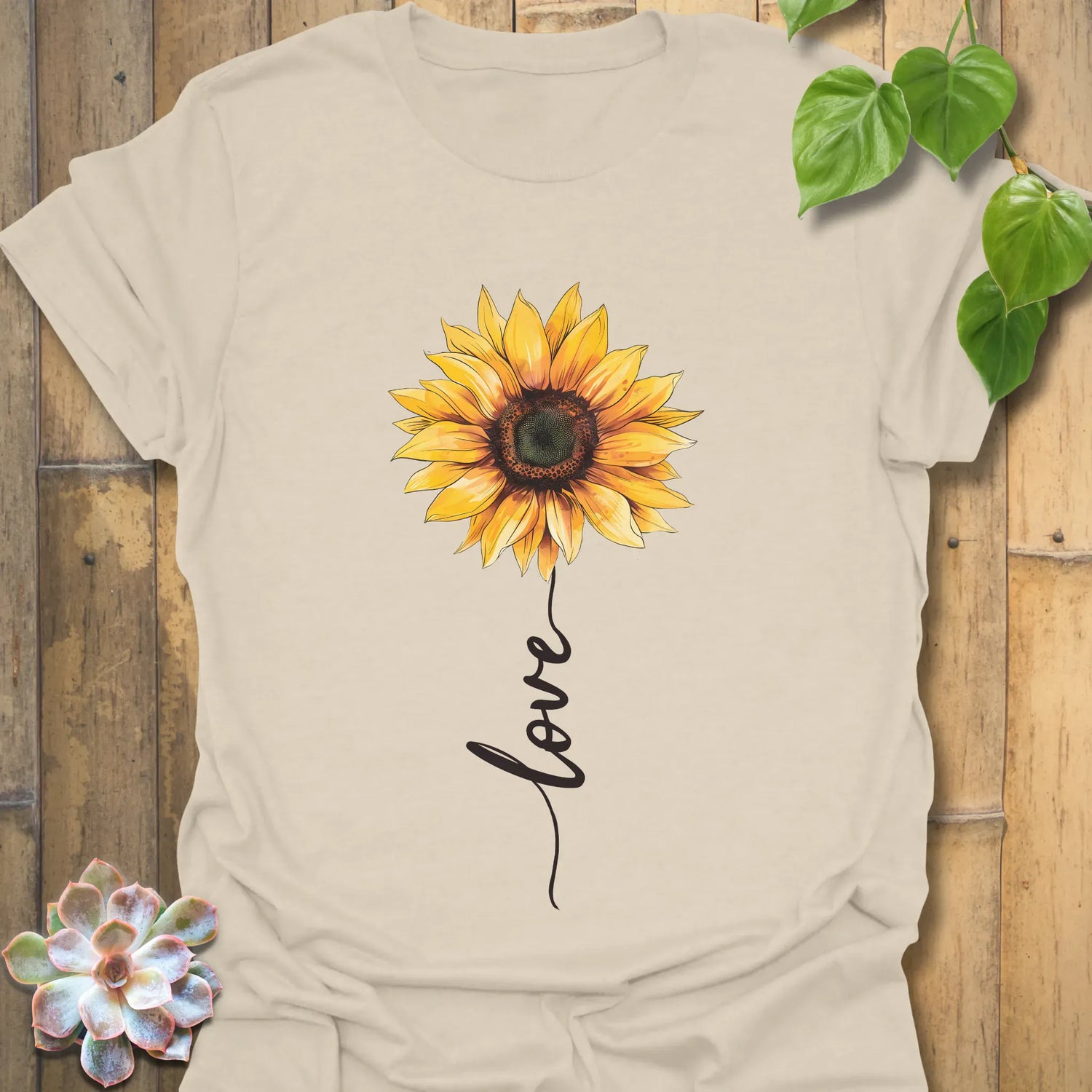 Love Sunflower T-shirt Natural / S T-Shirt