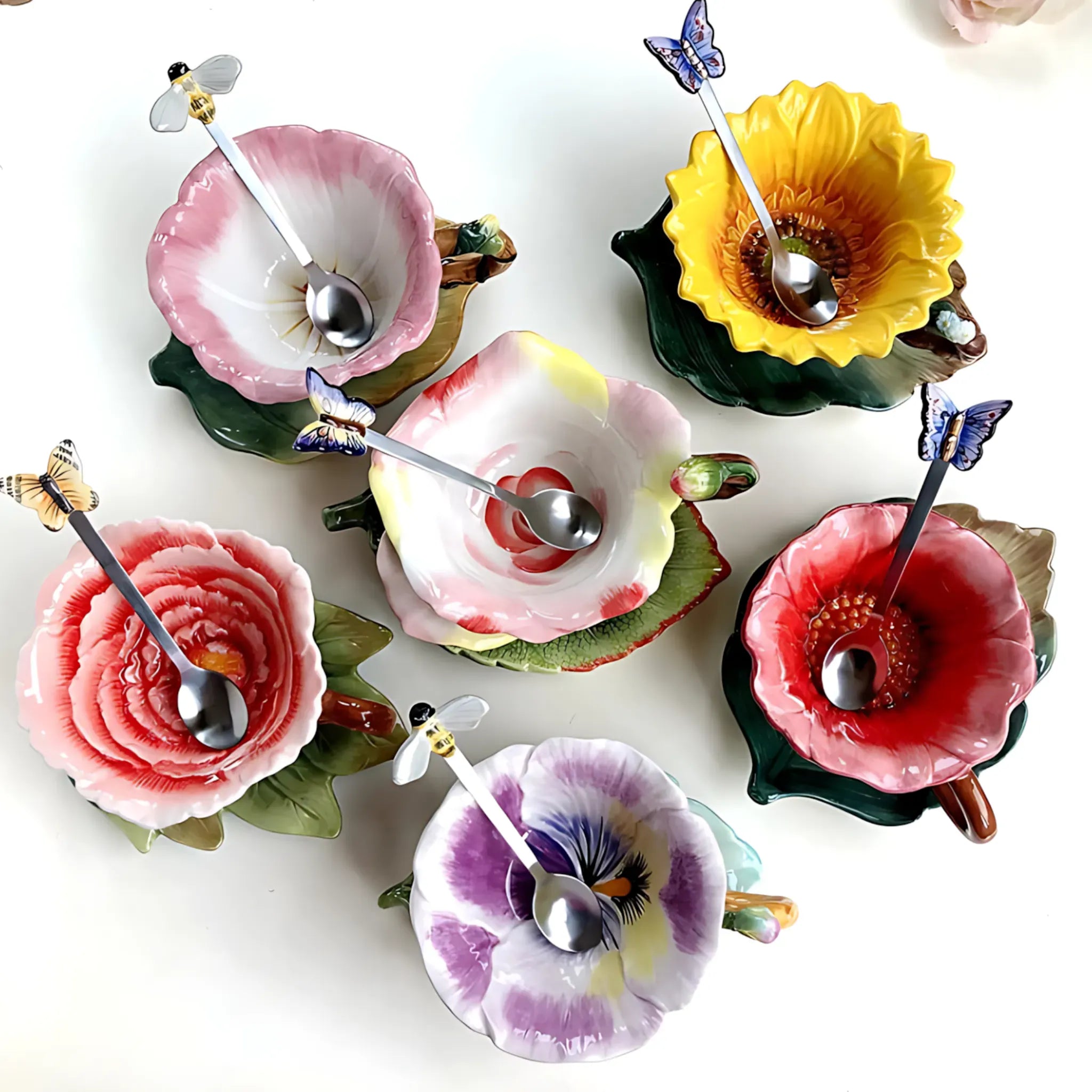 Luxury Ceramic Tea Cup &amp; Saucer Set - Elegant Floral Design Ceramic Cups