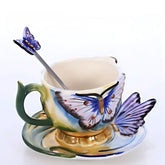 Luxury Ceramic Tea Cup & Saucer Set - Elegant Floral Design H-150ml / 101-200ml Ceramic Cups