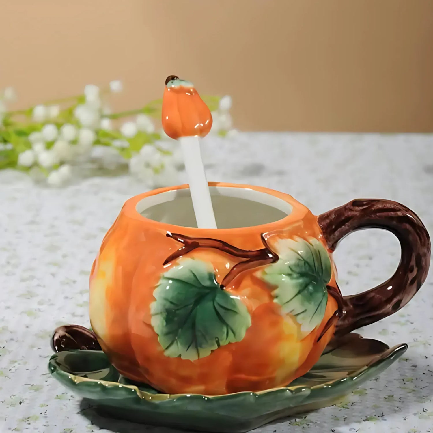 Luxury Ceramic Tea Cup &amp; Saucer Set - Elegant Floral Design J-150ml / 101-200ml Ceramic Cups